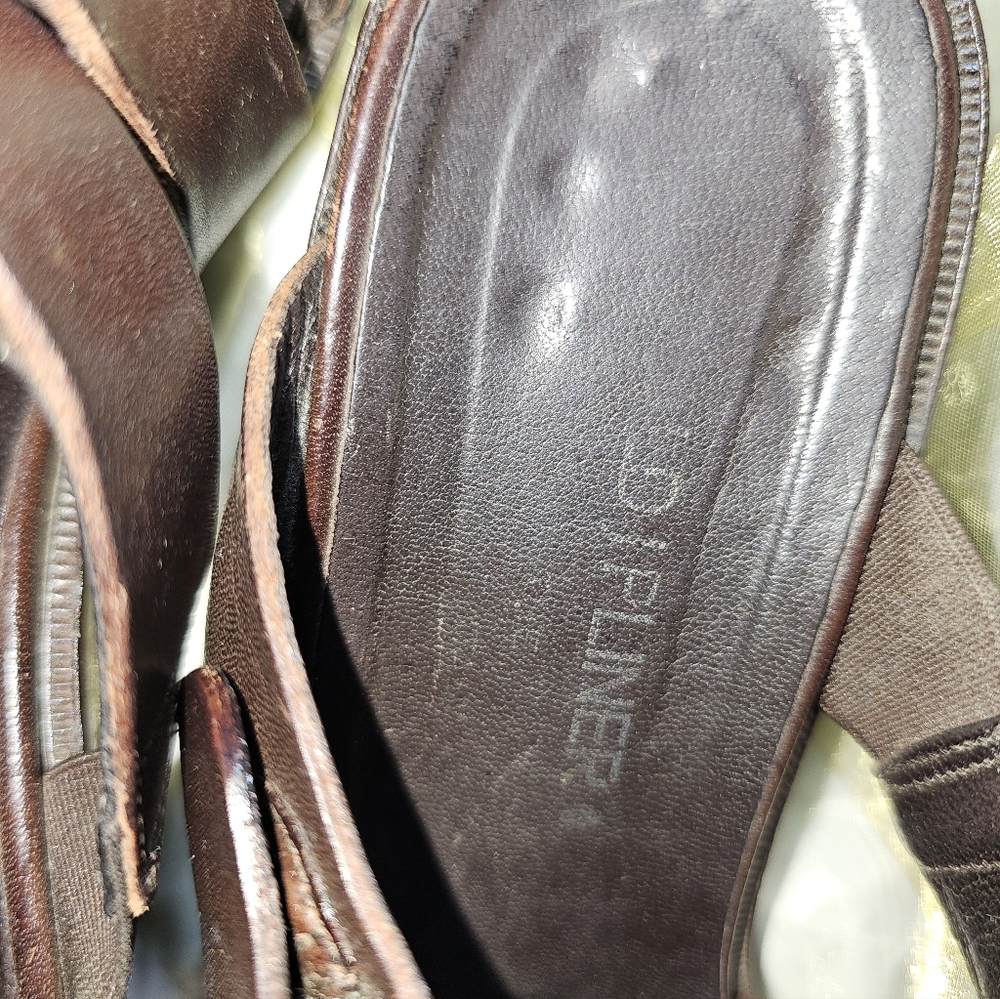 1997  Donald J Pliner Espresso Leather Strappy Block-Heel Sandals – Size 8.5M - Picture 11 of 12
